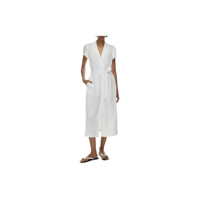ARITZIA Wilfred Shirt Linen Dress Short-Sleeved Dresses Women's White/White-2