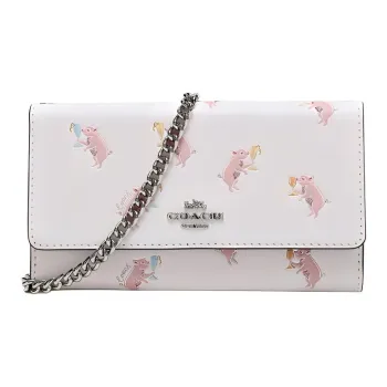 COACH Phone Cow Leather Clutches Crossbody Bags Small Size Women's White