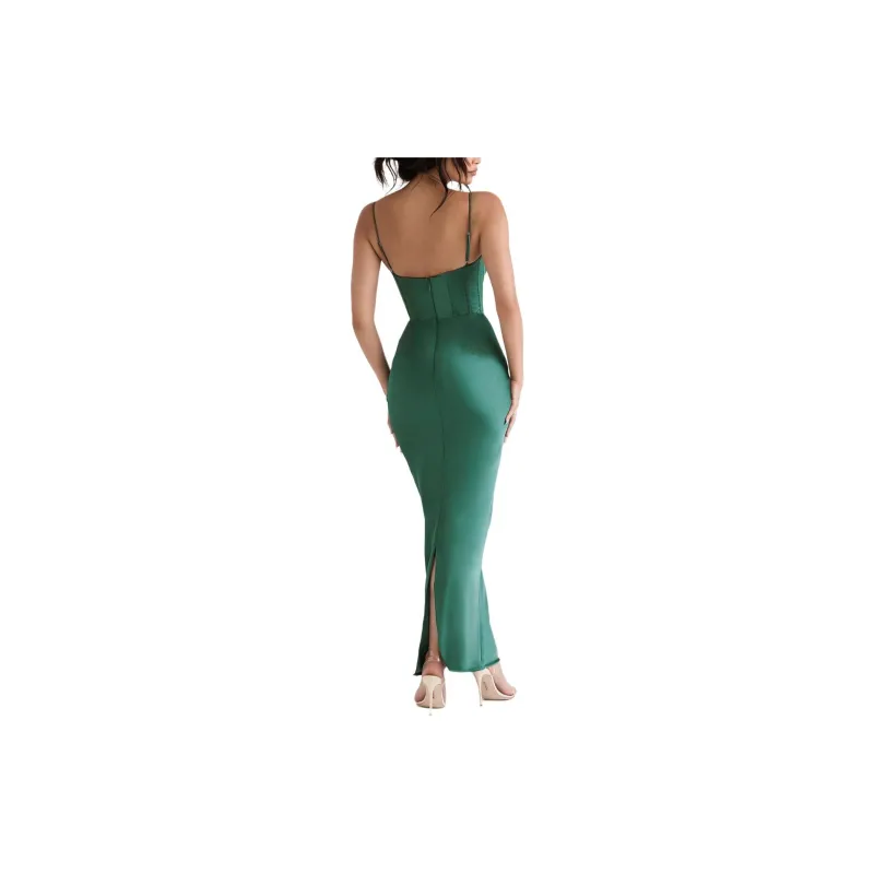 HOUSE OF CB CHARMAINE Slip Dress Women's Forest/Forest Green-4