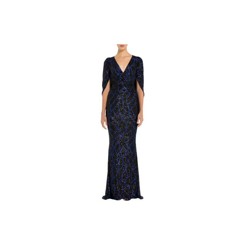Talbot Runhof Shawl Design Sequinned Gown-1