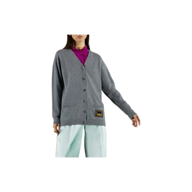GUCCI V neck Wool Cardigan-1