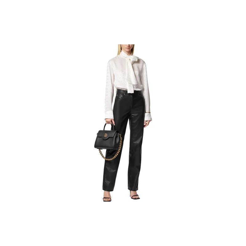 VERSACE Straight-leg Leather Trousers-1