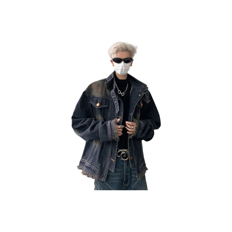 PAINT STAIN Denim Jacket Unisex Blue-17