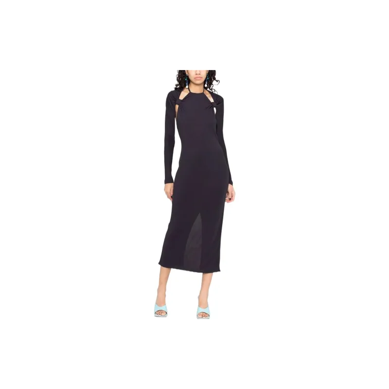 Jacquemus Cut-Out Long-Sleeved Midi Dress-1