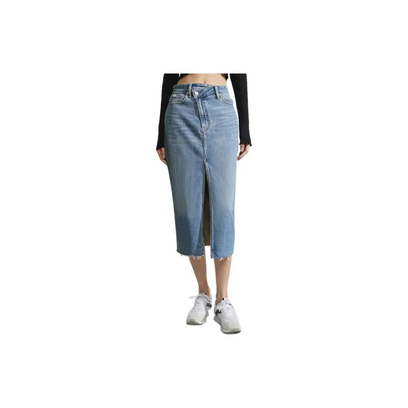 CALVIN KLEIN Denim Long Skirt Women's Denim Blue-2