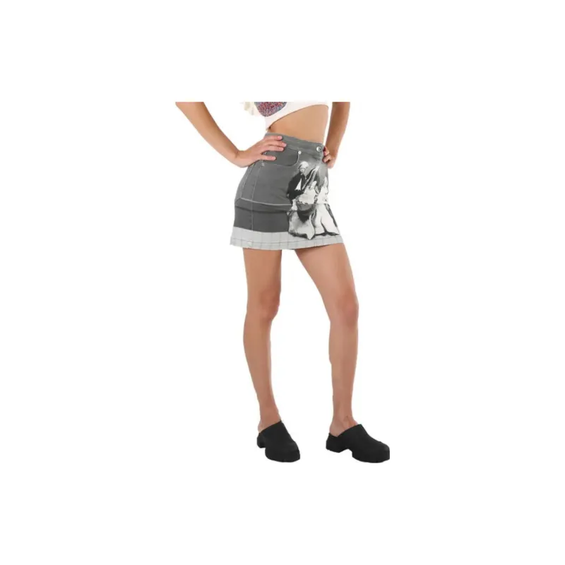 Burberry Denim Short Skirts Women's Gray-3