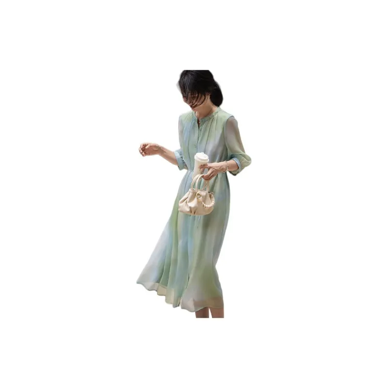 【dme】 Long Sleeved Dresses Women's Turquoise-1