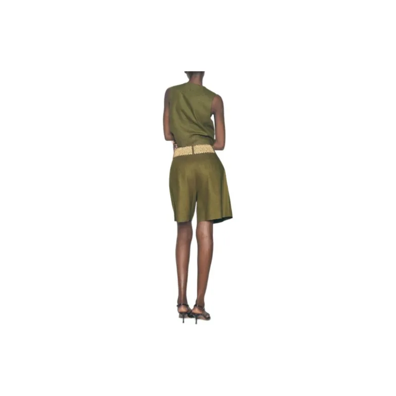 ZARA Vests Women's Green-3