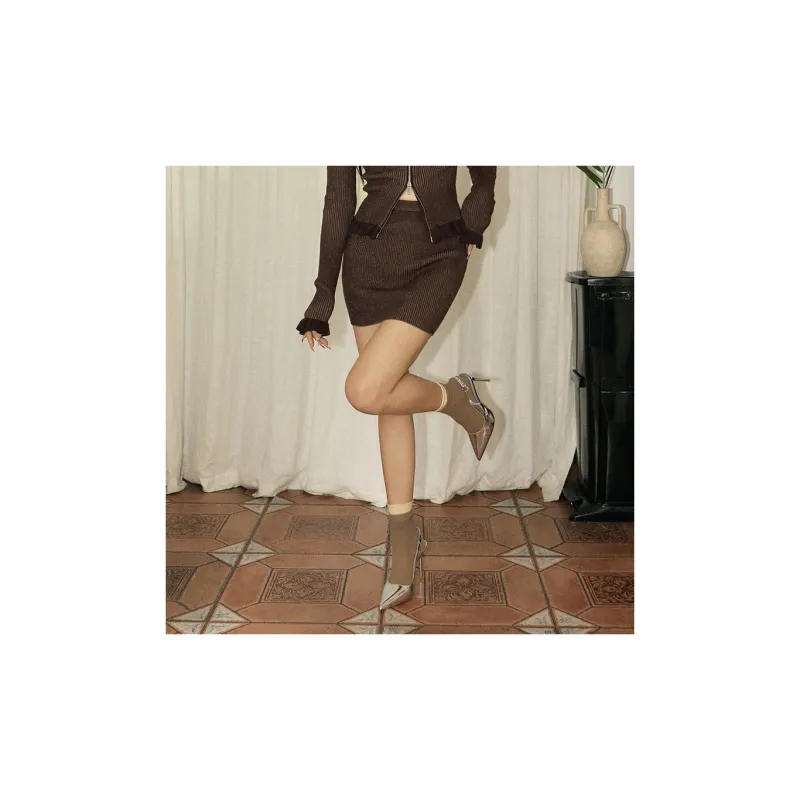 AZEPAM Casual Short Skirts Women's Brown-4