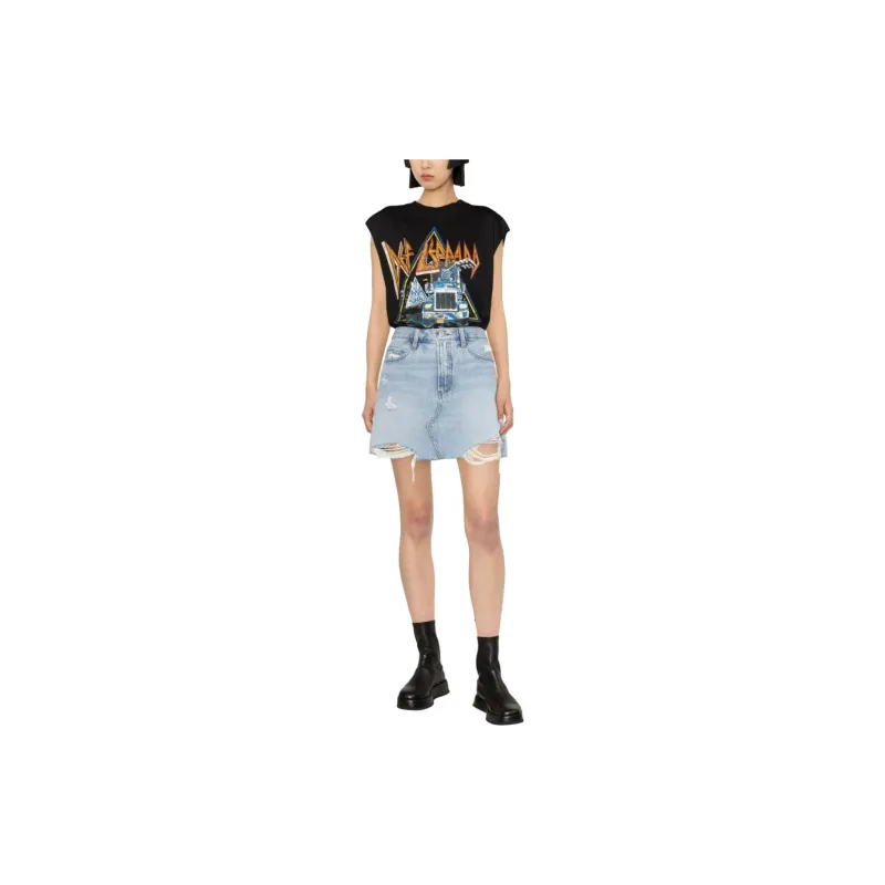 FRAME Denim Short Skirts Women's Light Blue-1