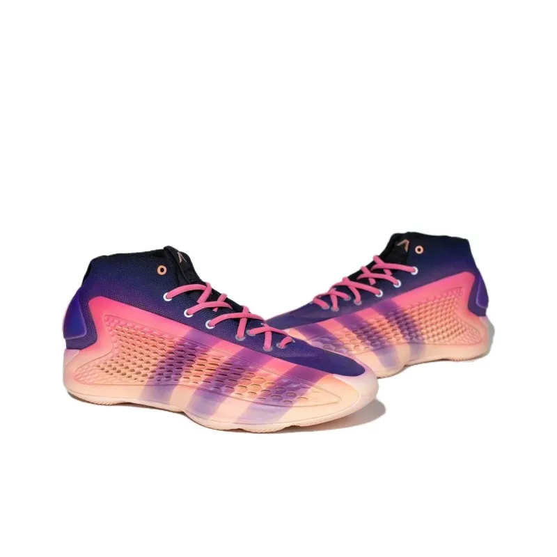 Adidas A.E. 1 Anti Slip Wear Resistant Low Top Basketball Shoes Unisex Blue Pink-4