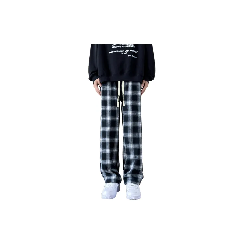 SPONGEBOB SQUAREPANTS Casual Pants Unisex Black Plaid-2
