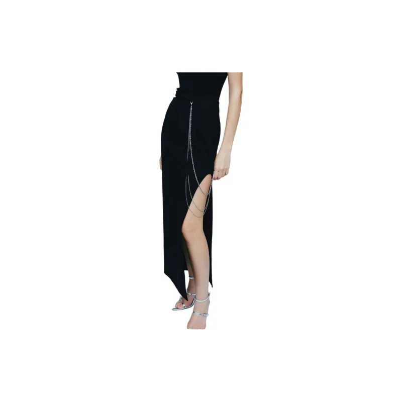 COVERINS Casual Long Skirts Women's Black-3