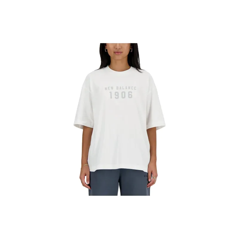 New Balance Drop Shoulder Sleeve T Shirt Women's White-2