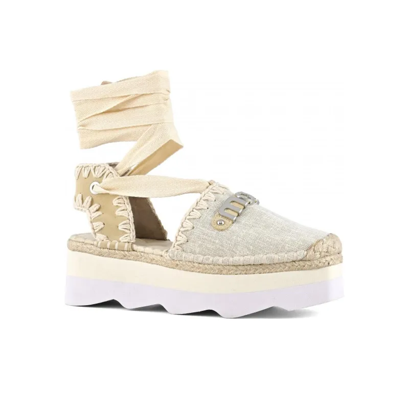 MOU Espa Casual Single Shoes 5.5cm Women's Beige Gray-2