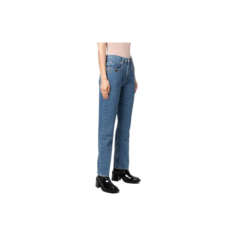 RE/DONE Crystal embellished Straight leg Jeans-2
