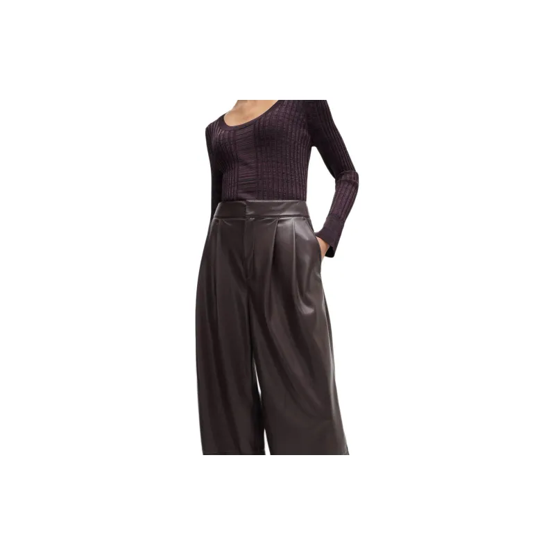 HUGO BOSS Pleat-detailing Faux-leather Trousers-4