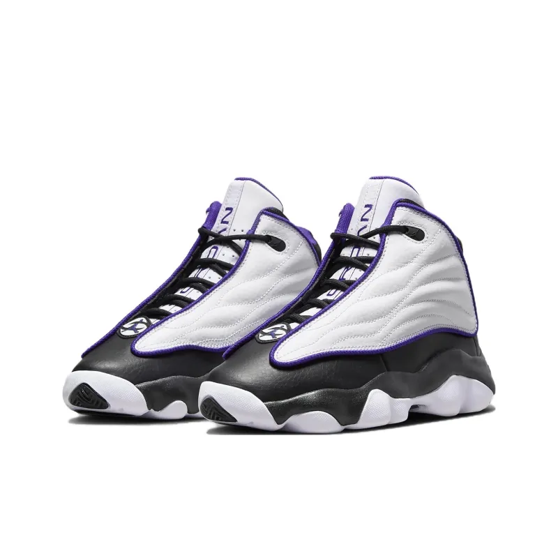 Jordan Pro Strong Slip Resistant Anti Kick Cushioning High Top Children's Basketball Shoes White Black Purple Teenagers-2
