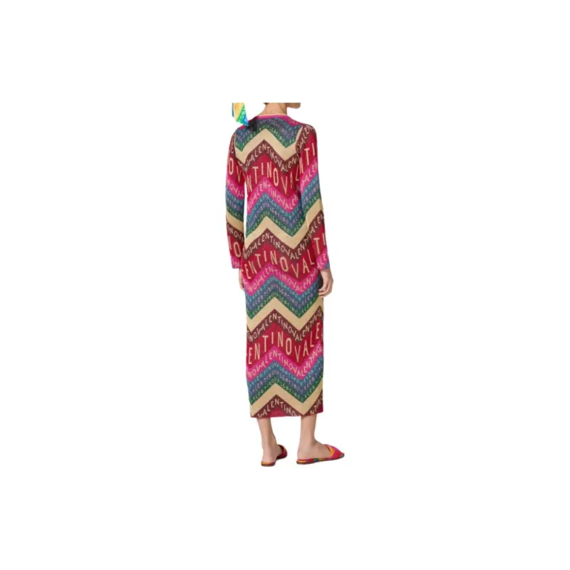 Valentino All Over Logo Patterned V Neck Cardigan-3