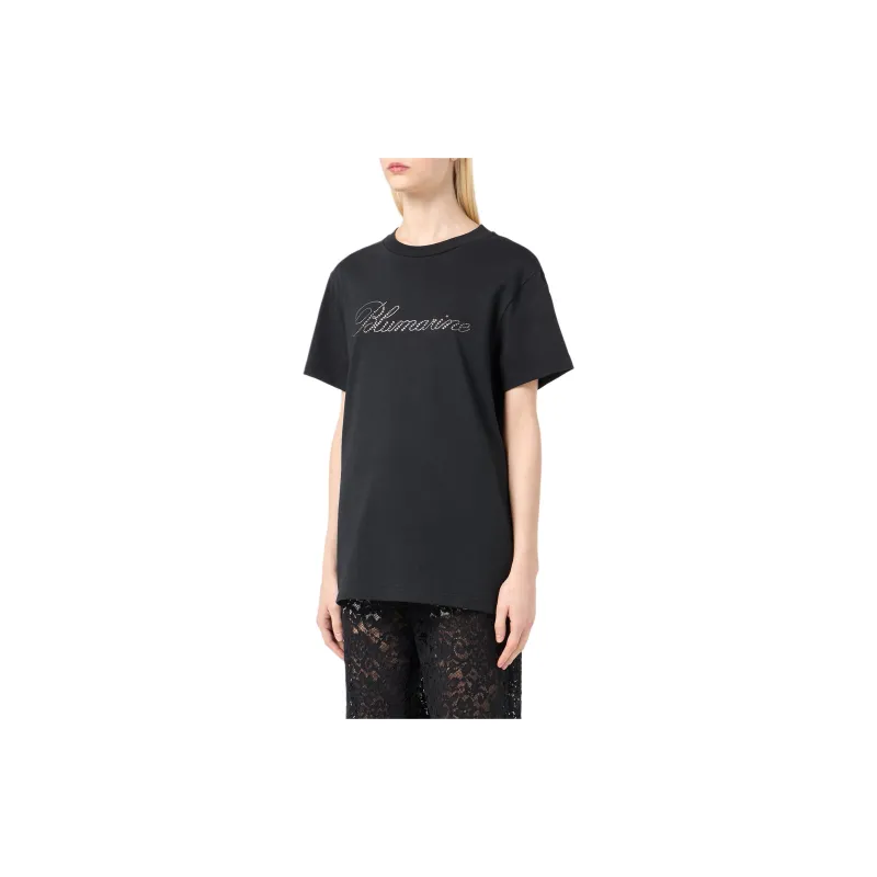 Blumarine Rhinestone logo T shirt-4
