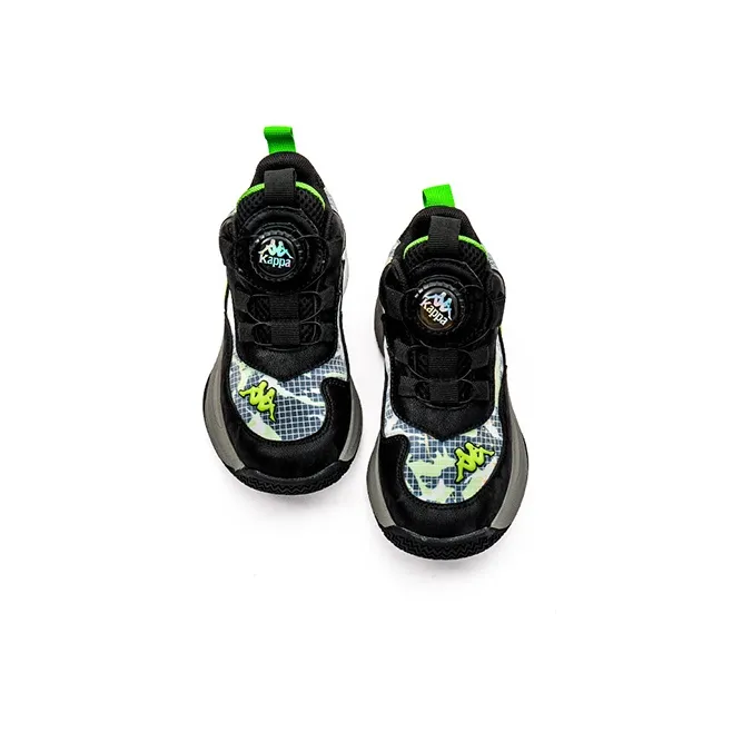 KAPPA KIDS Low Top Children's Basketball Shoes Black Green Kids'-3