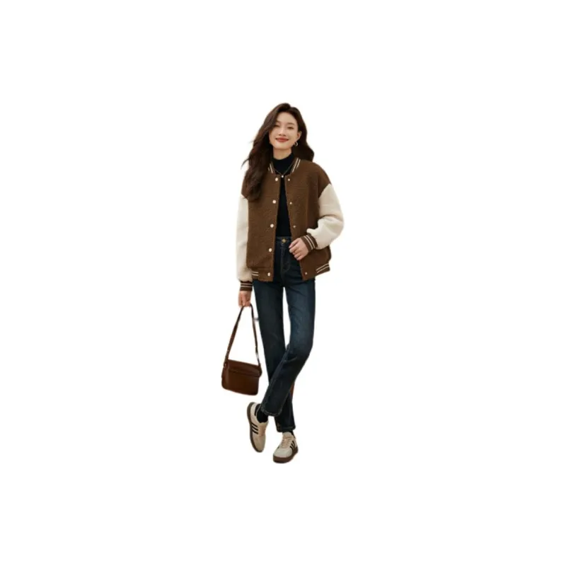Mo Han Yi Mei Velvet feel Coat Women's Dark Coffee-1