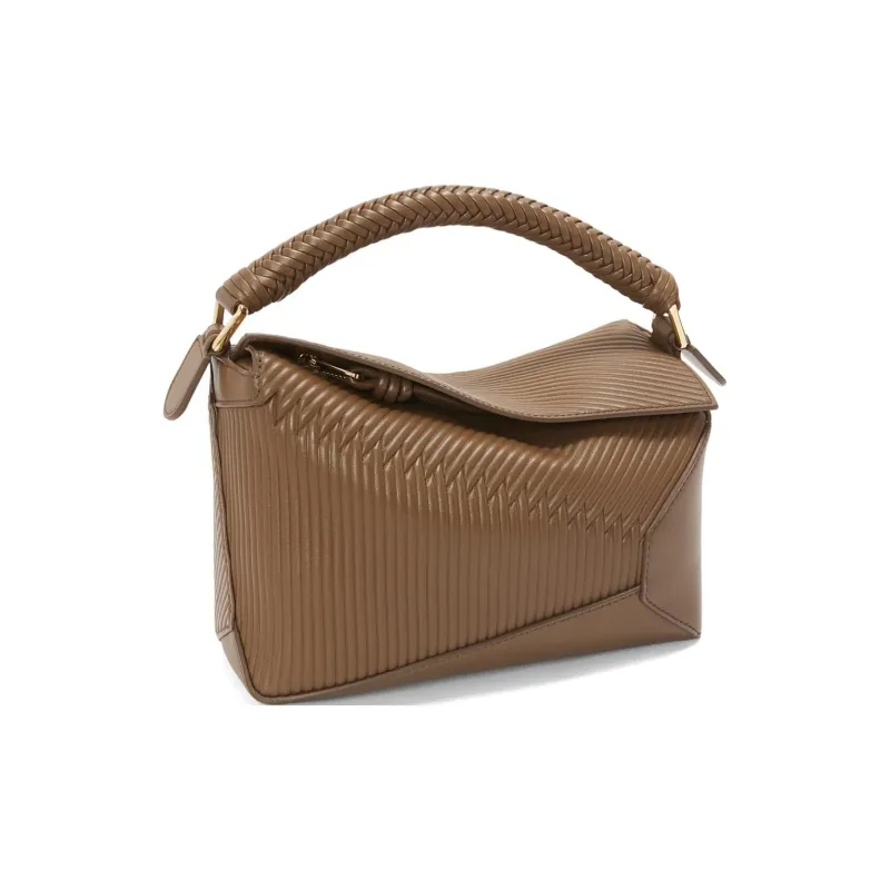 LOEWE Puzzle Cow Leather Shoulder Bag, Crossbody Bag, Handbag Trumpets Women's Tundra Green-1