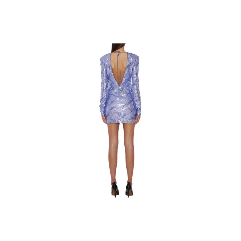 Rotate Sequin Embellished V-Back Mini Dress-3