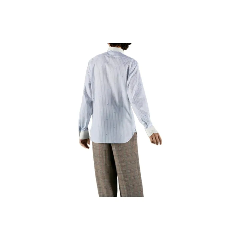 GUCCI GG embroidered Striped Cotton Shirt-3