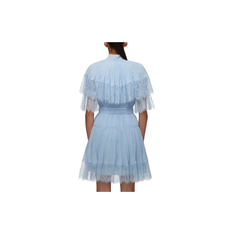 Self portrait Short Sleeved Dresses Women's Blue-4