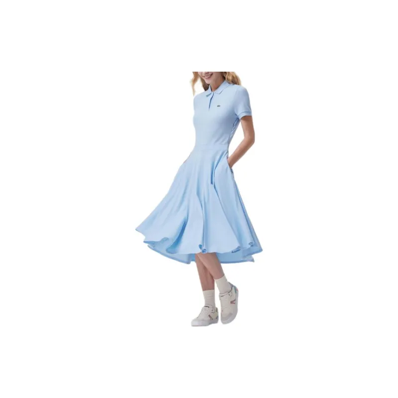 LACOSTE Short-Sleeved Dresses Women's Sky Blue-2