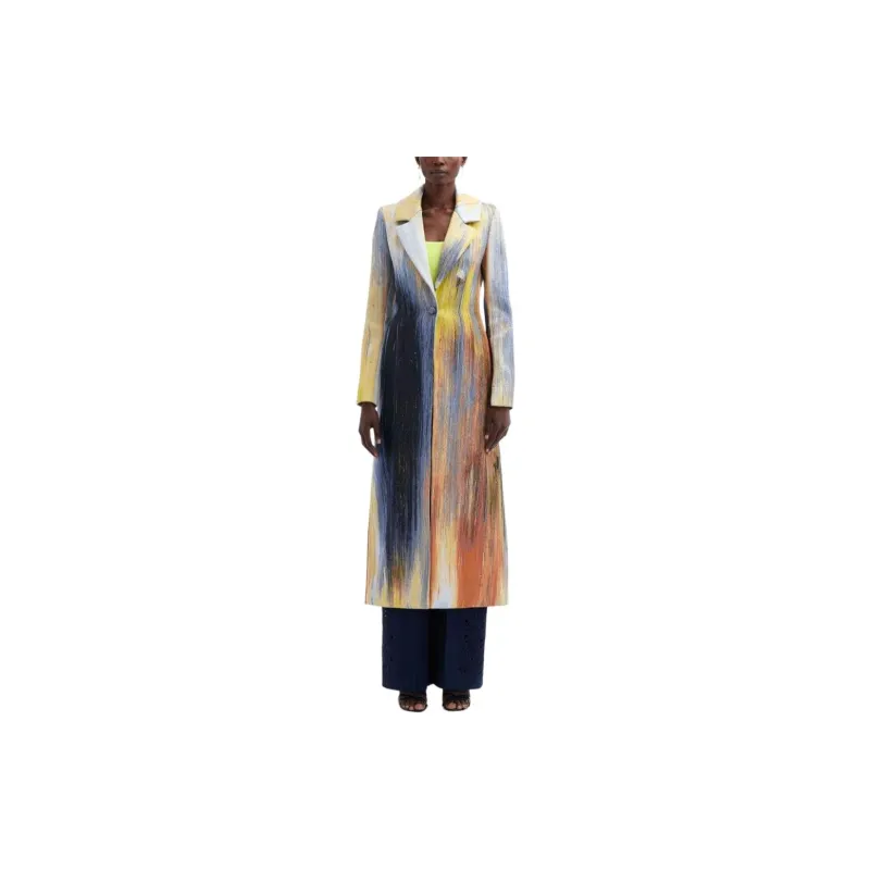 Oscar De La Renta Brush-print Jacquard Silk Coat-1