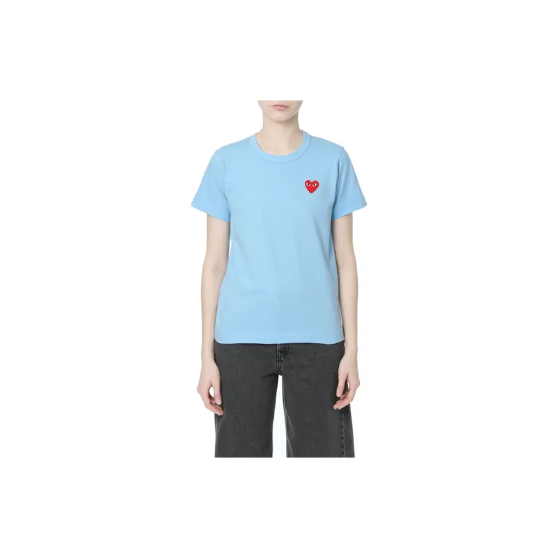 Comme Des Garcons Play Pastelle Red Emblem T shirt Blue-2