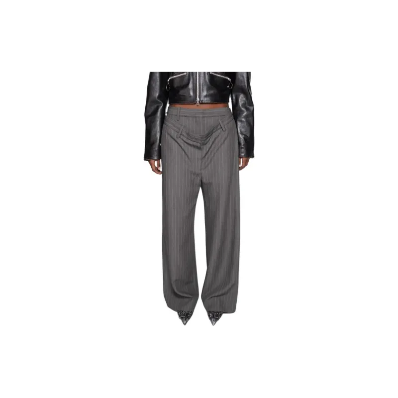 Acne Studios Deconstructed Pinstripe Trousers 'Grey Melange'-4