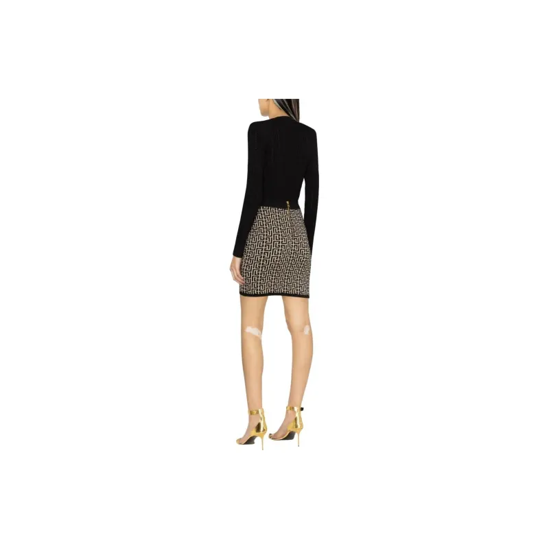 BALMAIN Monogram jacquard Miniskirt-2