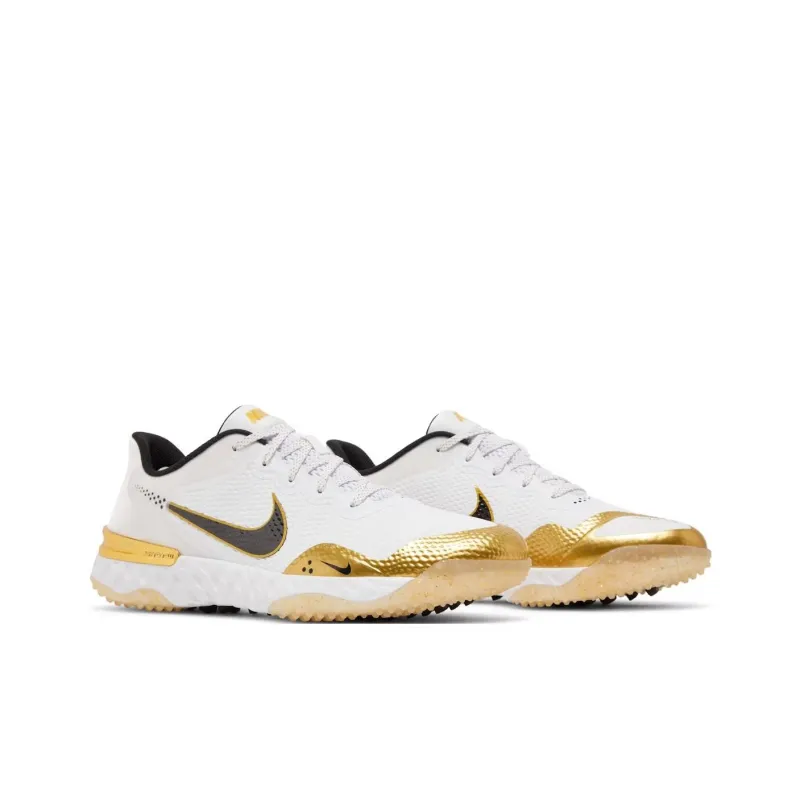 Nike Huarache Elite 3 Turf Cushioning, Wear Resistant Low Top Training Shoes Men's White Gold-2