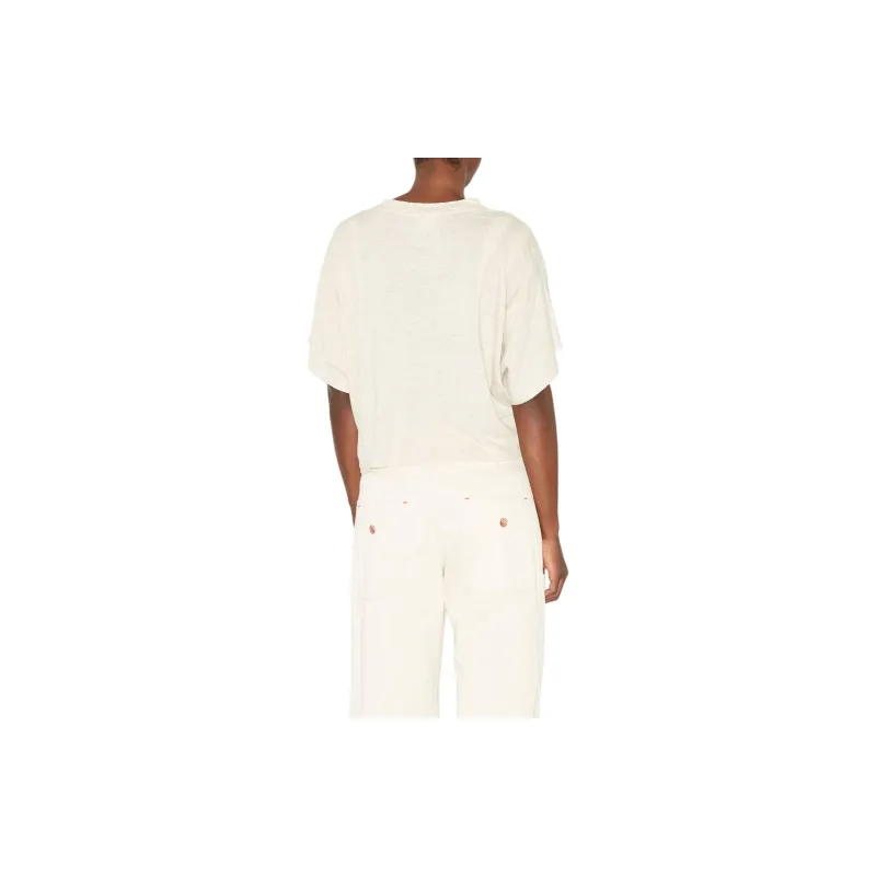 ISABEL MARANT ETOILE Drop Shoulder Sleeve T Shirt Women's Beige-3