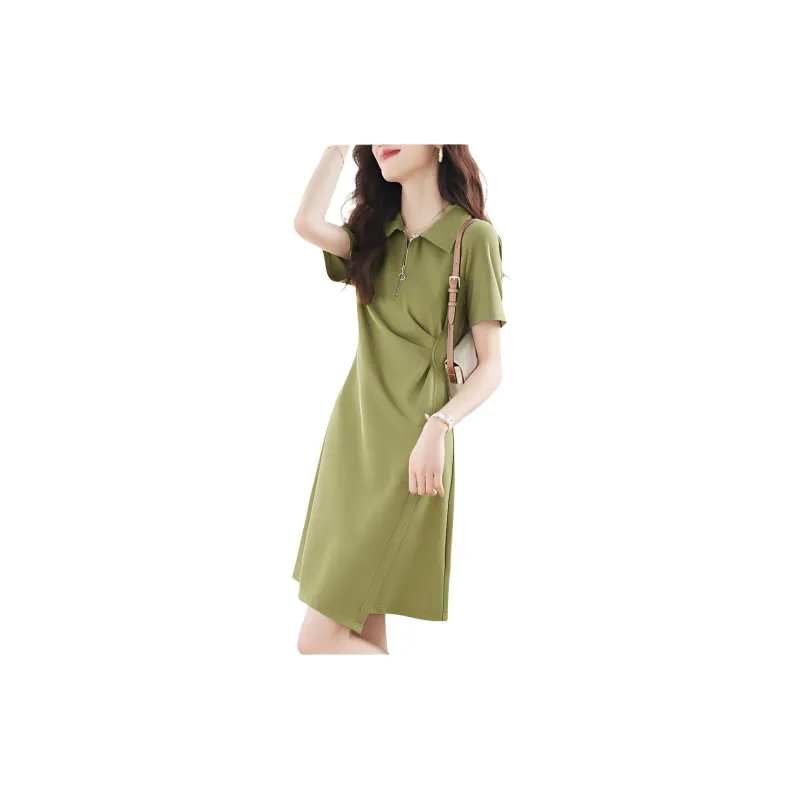 Mo Han Yi Mei Short Sleeved Dresses Women's Green-2
