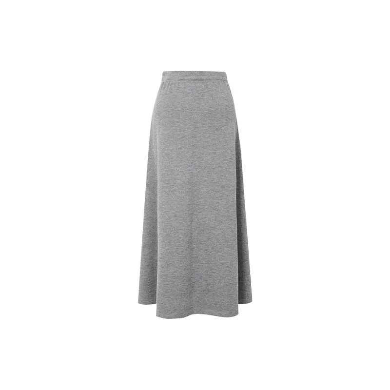Hopeshow Casual Long Skirt Women's Smoke Gray-1