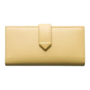 PRADA Leather Wallet Large Size Women's Vanilla