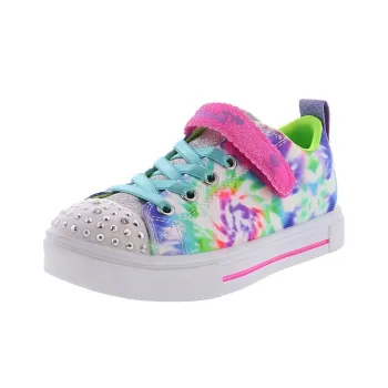 Skechers Twinkle Sparks Cushioning Wear-Resistant Low-Top Kids' Skateboarding Shoes Pink Blue Teenagers