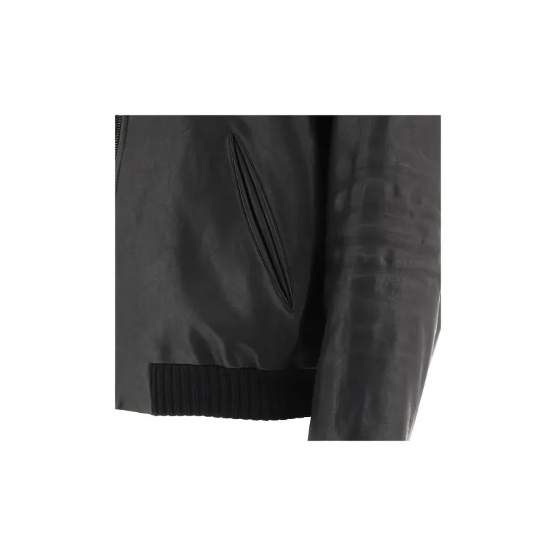 PRADA Long Sleeved Zipped Leather Bomber Jacket-7