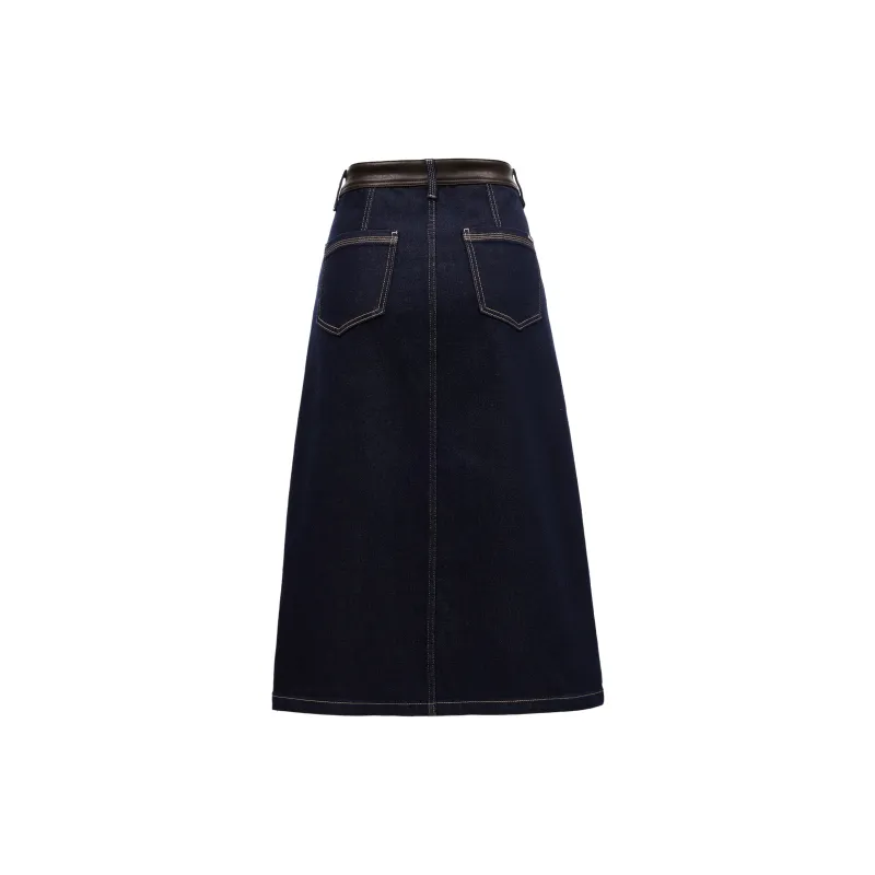 ONLY Denim Long Skirts Women's J37 1000 Washed Blue Denim-1