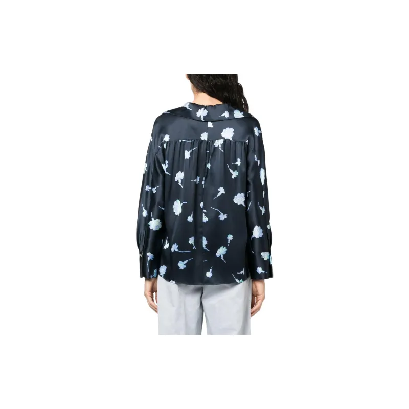 VINCE Floral Print Silk Blouse-2