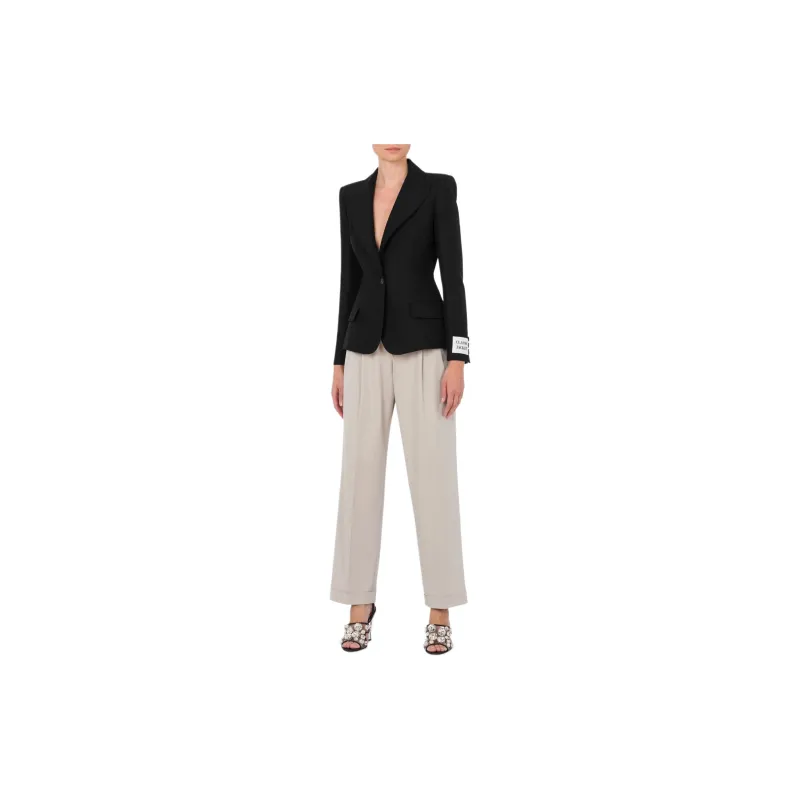 MOSCHINO Cotton Duchesse Single-Breasted Jacket Business Suit Women's Black-1