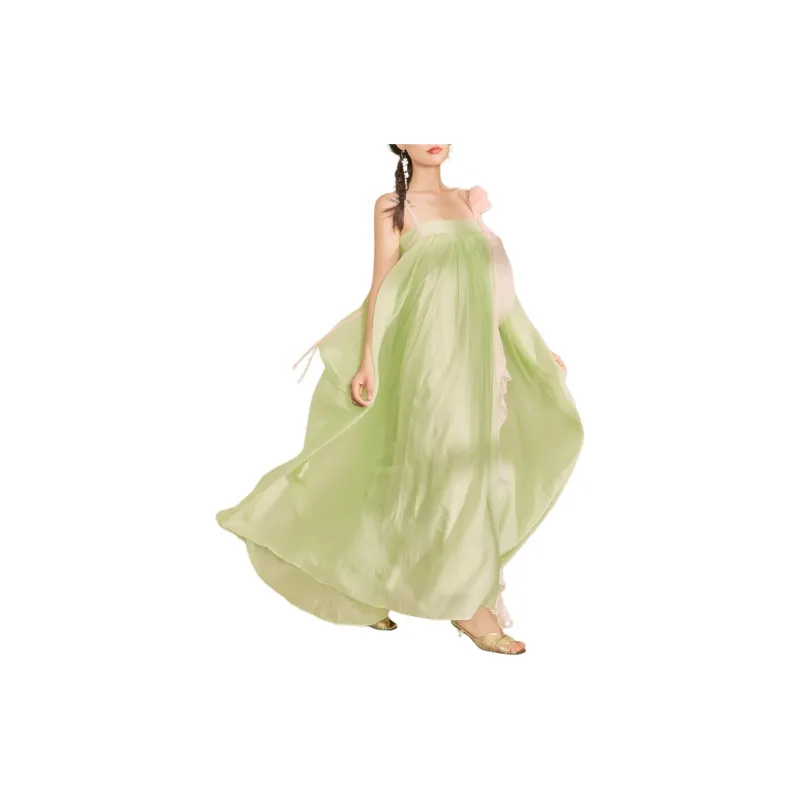 QIAOYUHUAZUN Slip Dresses Women's Green-0