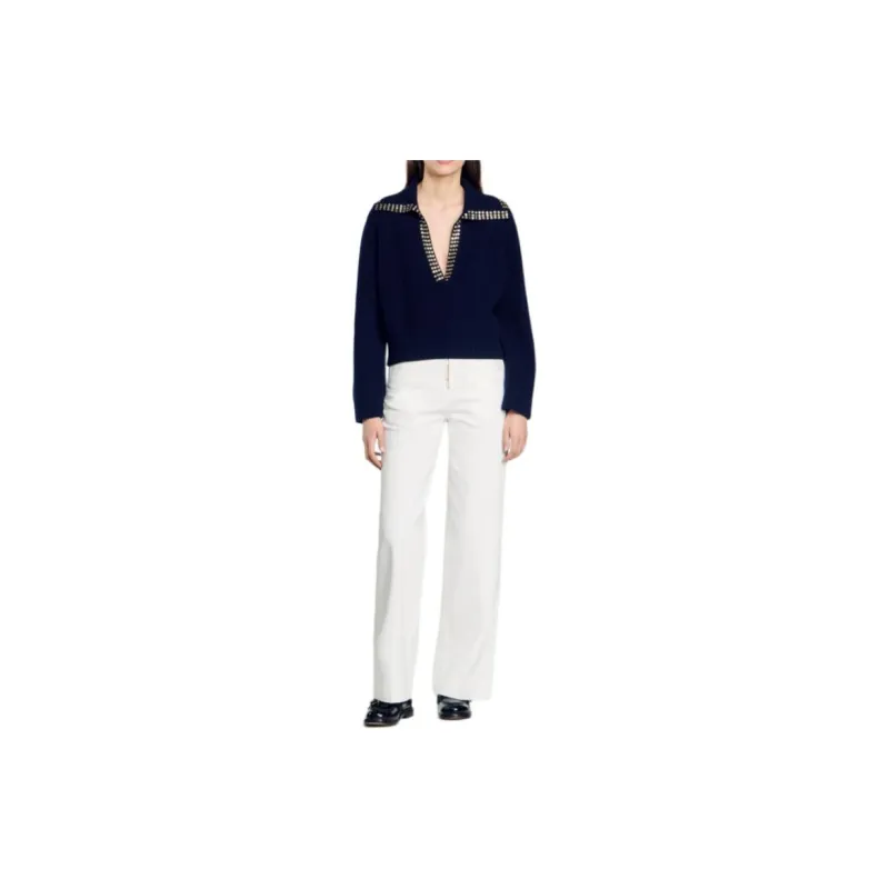 Sandro Crystal embellished Wool Jumper-1