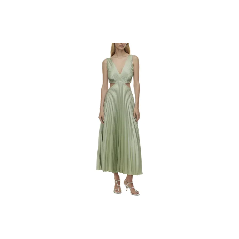 ARITZIA SS24 Ten Showpiece Satin Dress Slip Dresses Women's Silver Sage Green/Silver Sage Green-2