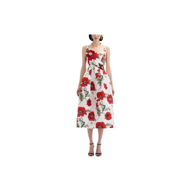 Oscar De La Renta Poppy-print Midi Dress-1