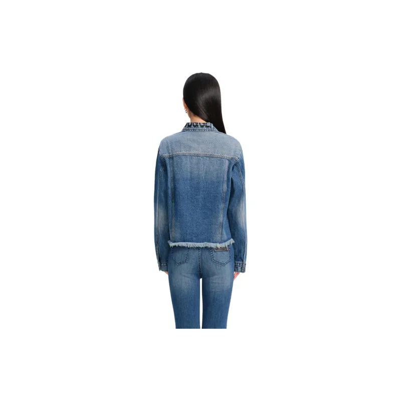 Blood Glitter Denim Jacket Women's Blue-2